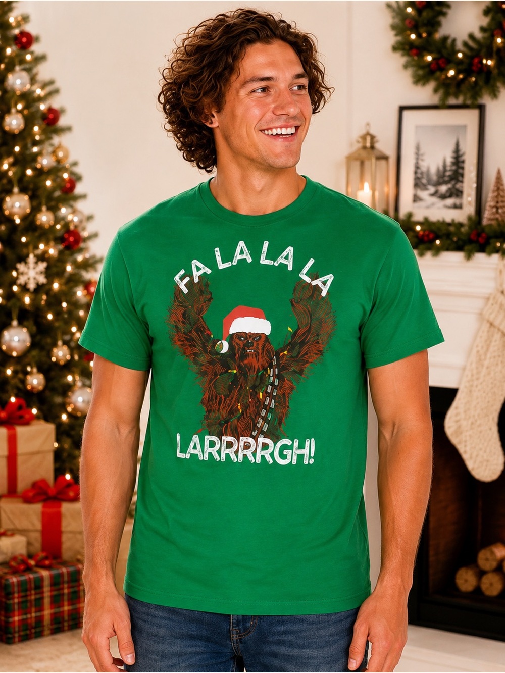 Disney Star Wars Chewbacca Christmas Tee | Fa La La Graphic Shirt NWT S